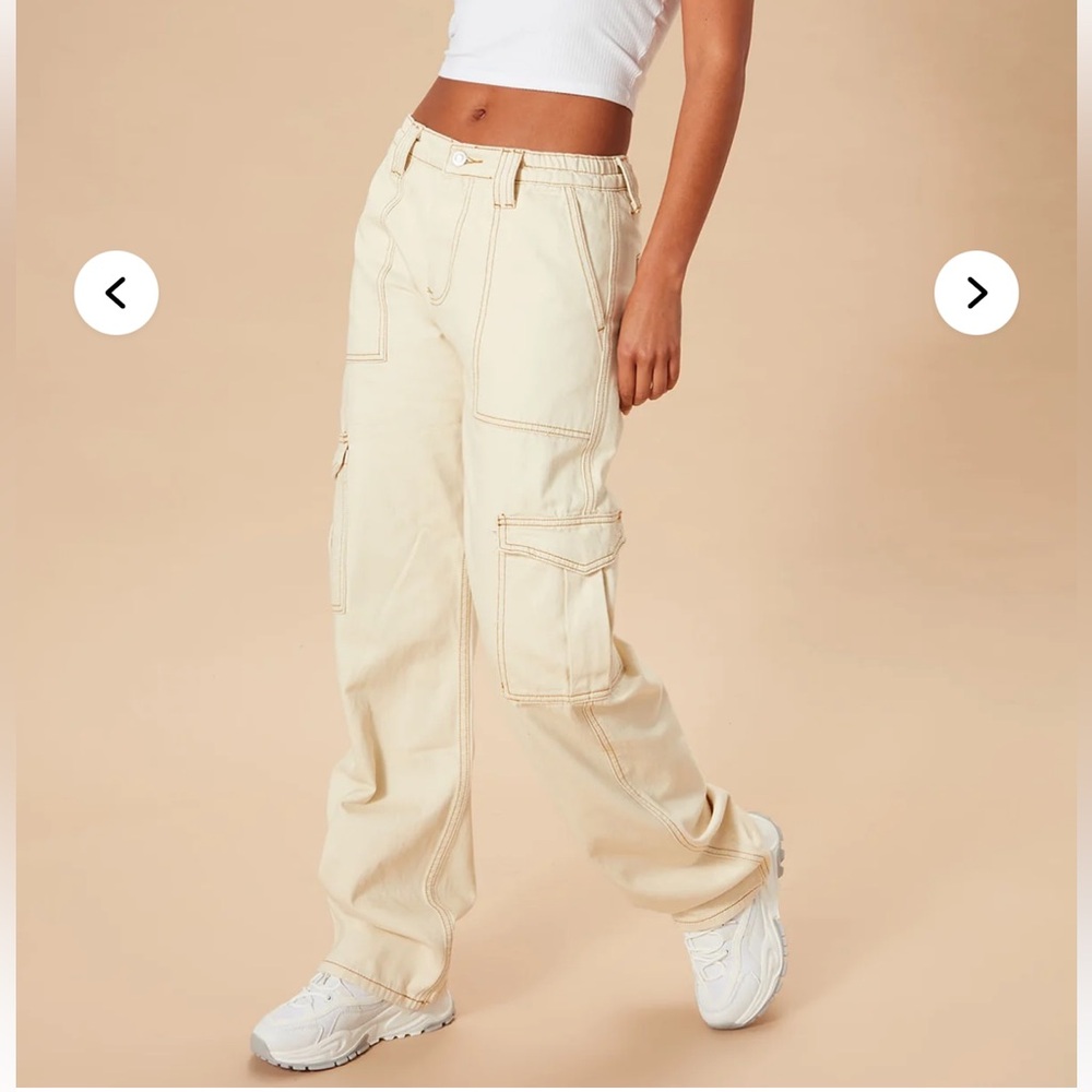 Fashion Nova Cream Cargo Wide-Leg Pants - Women's Casual Utility Style•15